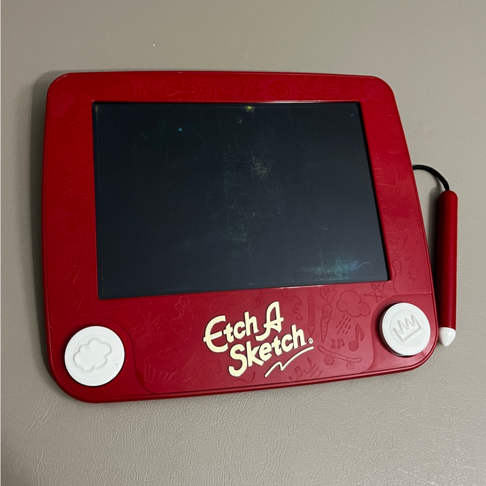 Etch A Sketch Red Drawing Pad Multicolored Screen Stylus Stampers toy - Picture 2 of 9
